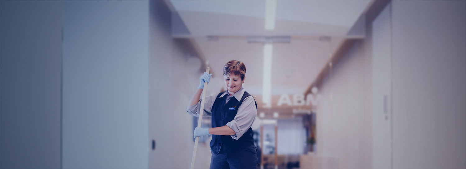 ABM janitor in cleaning in a commercial building